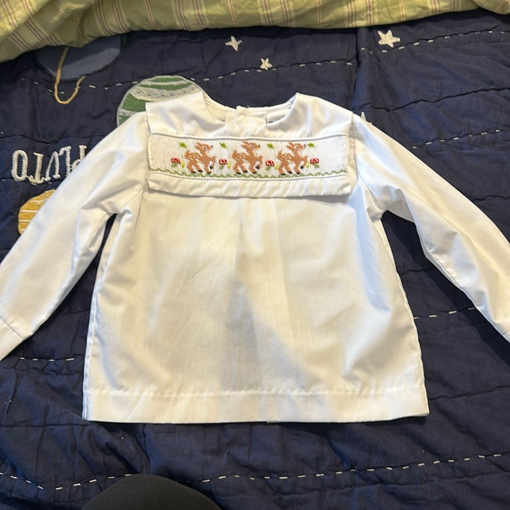 Bailey Boys long sleeve smocked bibbed shirt
